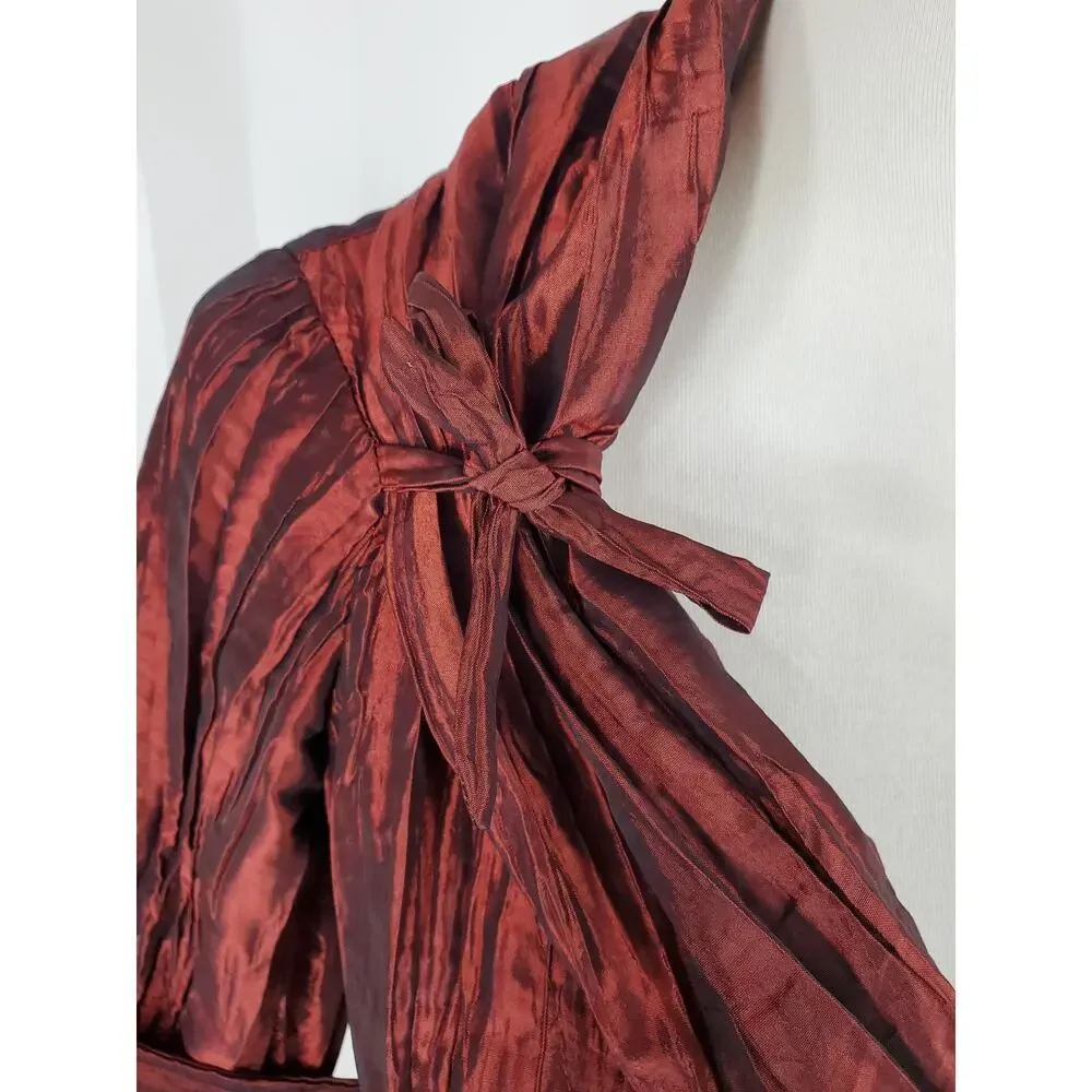 ESSENTIALS BY MILANO Women's Burgundy Rouched Blouse Sz M - Picture 7 of 10